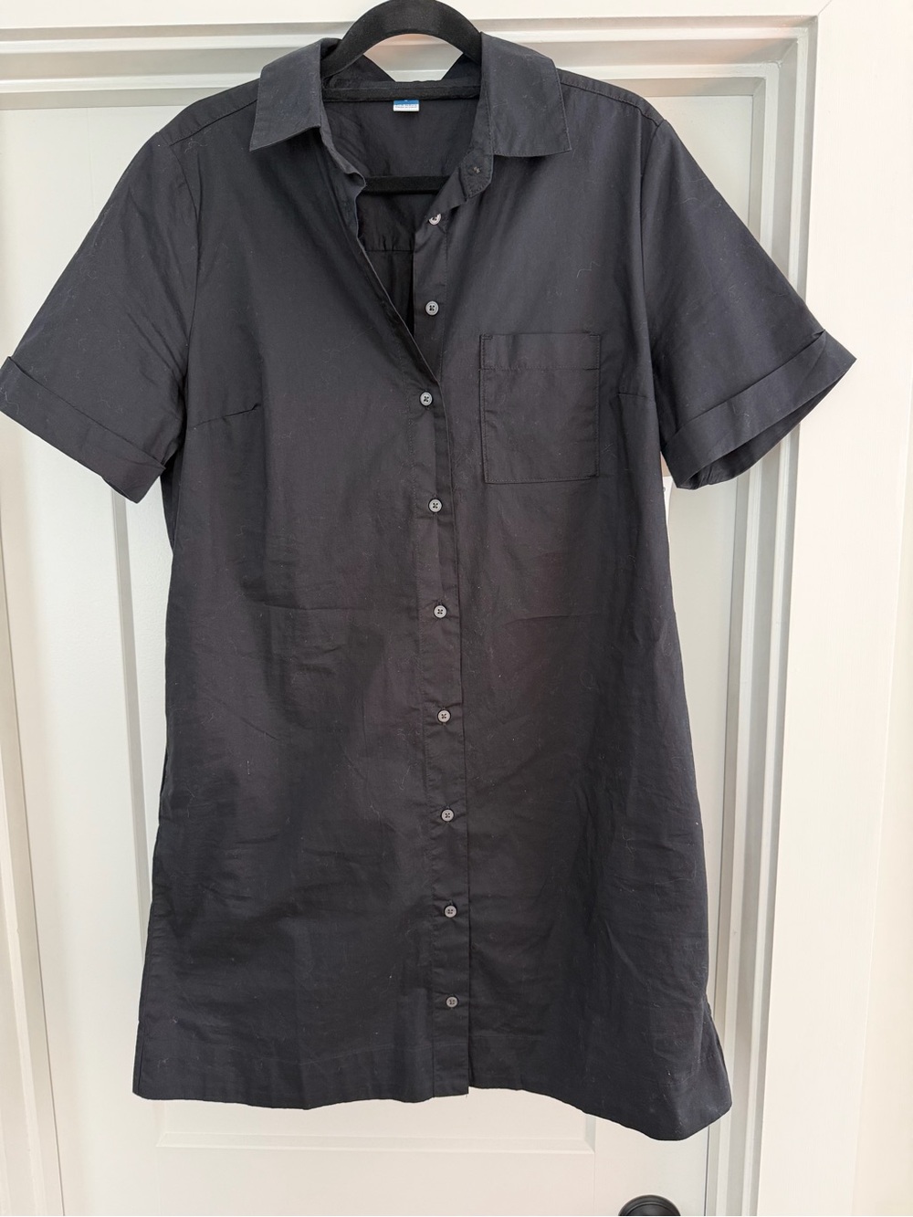 Old Navy Women’s Black Short-Sleeve Button-Down Shirt Dress